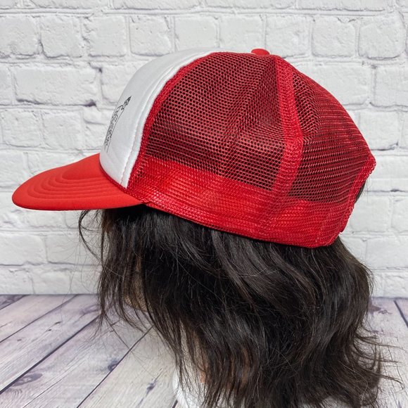 Vintage Trucker Hat Mesh Cap Snapback Red White I Love Jerusalem Graphic Print - Picture 2 of 9